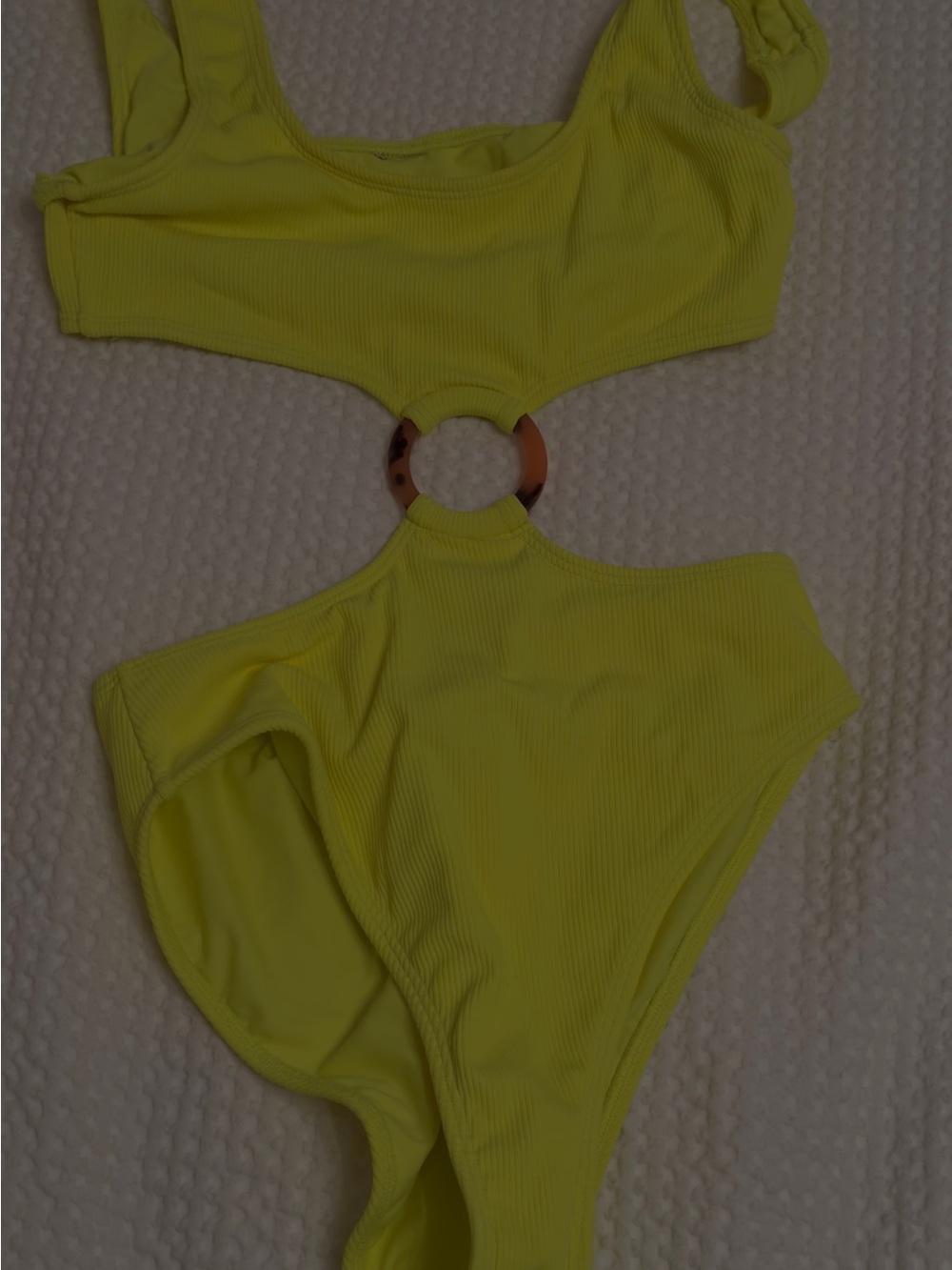 Montce Neon Yellow Ribbed Cutout One-Piece Swimsuit